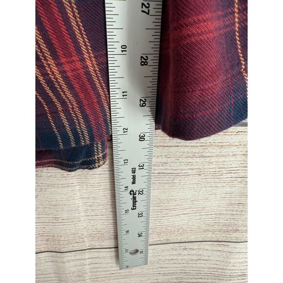 Cloth & Stone Plaid Off Shoulder Blouse Womens Large Red Purple Tan - Picture 8 of 8